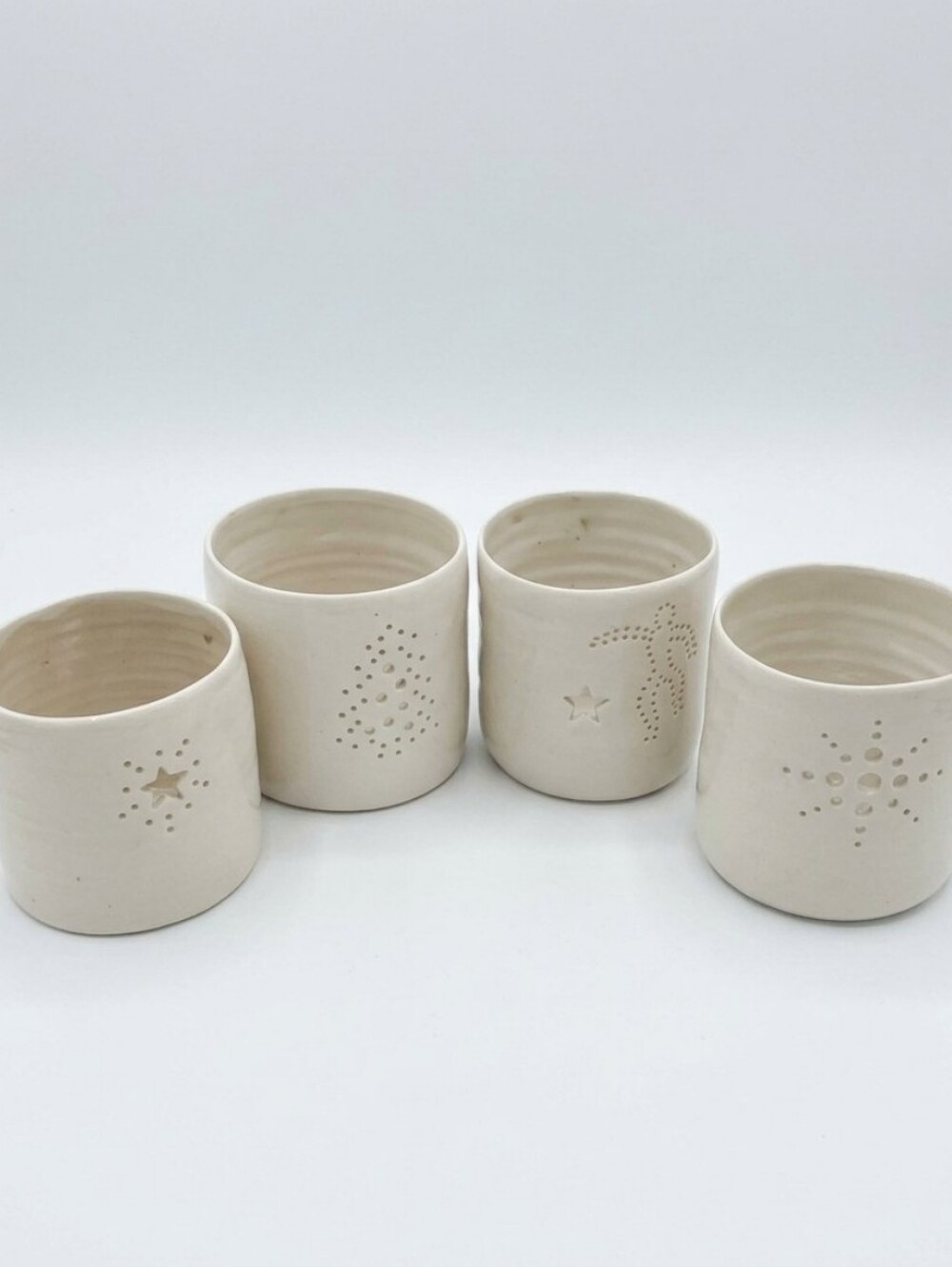 Set Of Four Handmade Luna Lighting Porcelain Tea Lights Beautiful